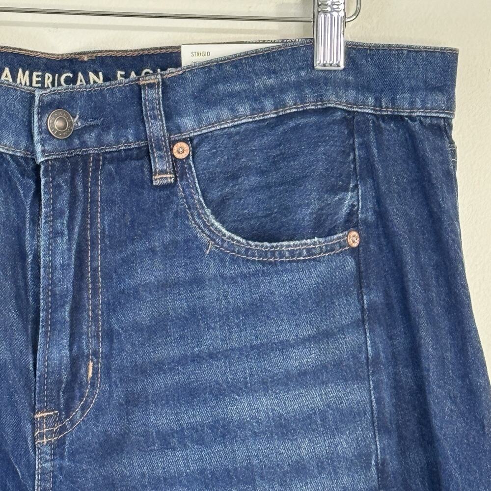 NWT American Eagle Strigid Dreamy Drape Barrel Jeans Size 12 /31W Dark Indigo - Picture 6 of 14